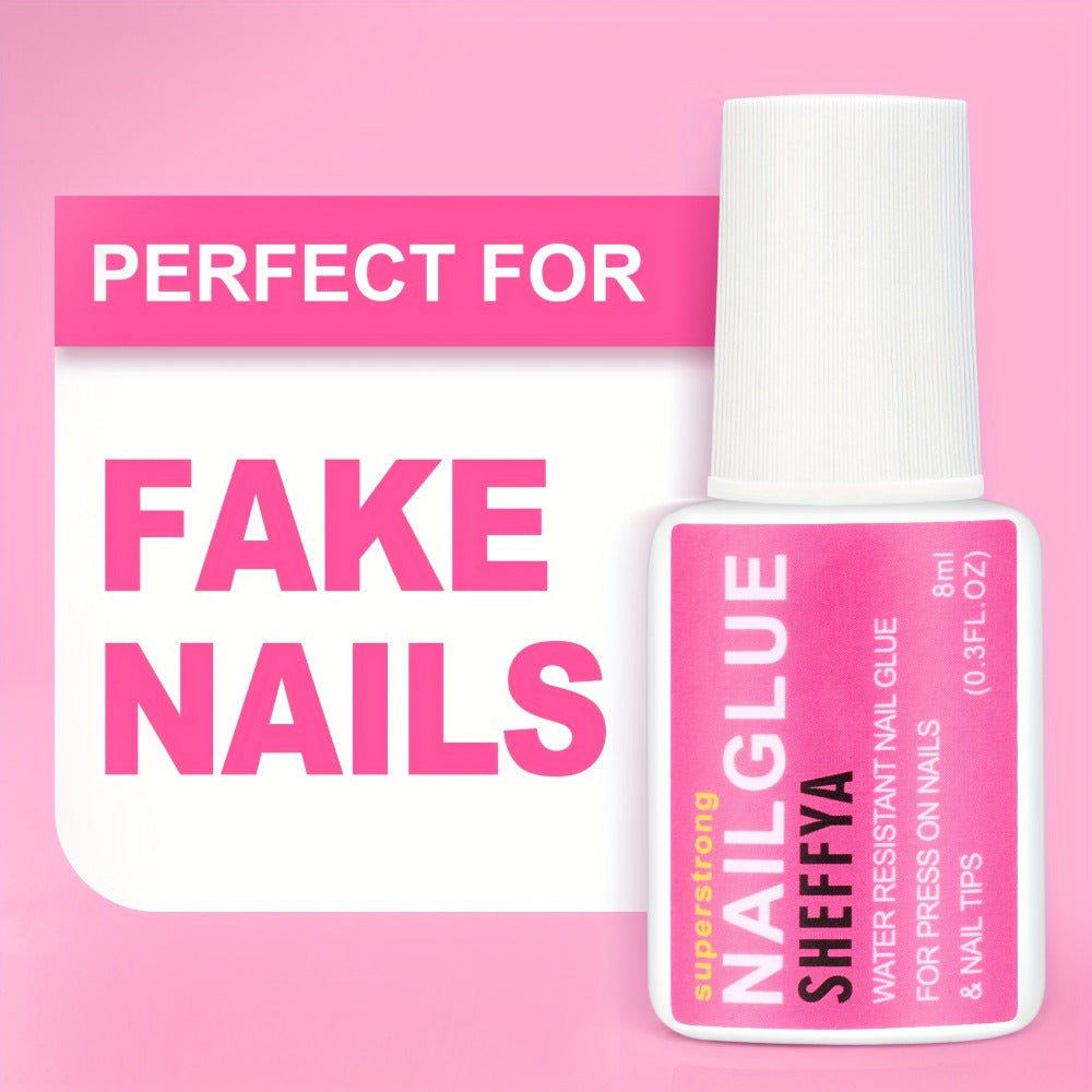 Brush-On Nail Glue Maximum Strength 0.27oz by SHEFFYA – Long-Lasting Mess-Free Precision Applicator for Press-On Nails, Nail Tips & Acrylic Nails, Salon & DIY Home Nail Art, 2pc 5pc 10pc Value Sets