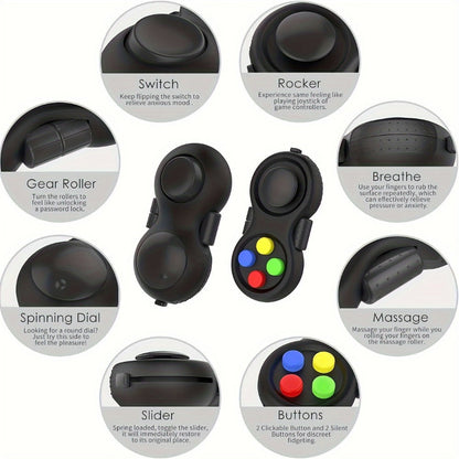 Fidget Controller Cube 3-Pack – 8 Fidget Options Stress Relief Toy for Kids Adults ADHD Anxiety | Clickable Buttons Joystick Roller Assorted Colors