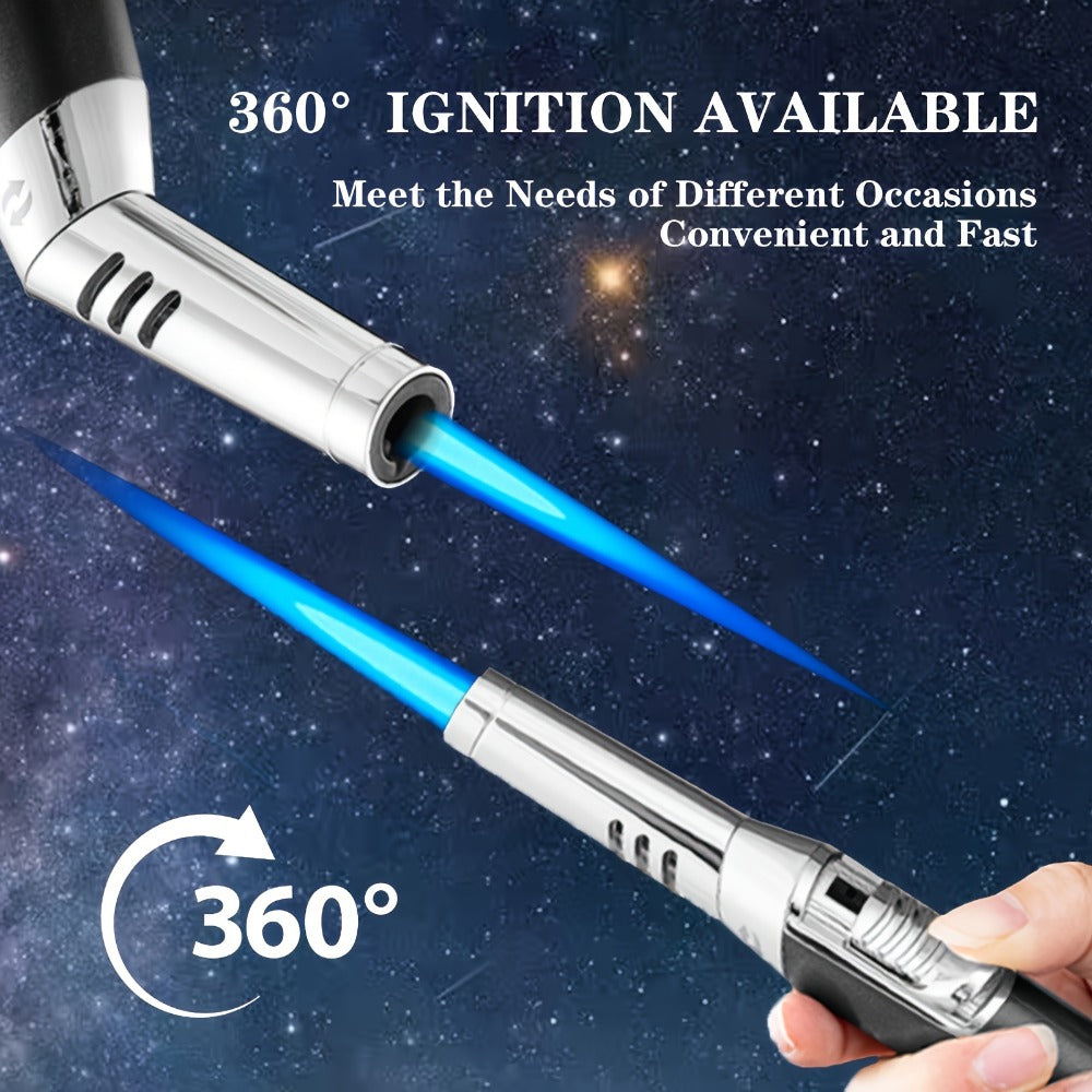 Refillable Butane Torch Lighter Pen Style – JOBON Jet Flame Lighter with Adjustable Flame, Ignition Lock, 360° Rotatable High-Temp Nozzle, Safety Lock, Visual Gas Tank, Gift Box Included, Ideal for Candles BBQ Cooking Camping