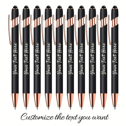 Personalized Metal Ballpoint Pens 10pcs Custom Engraved with Name or Logo - Smooth Black Ink, Elegant Business Gift Pens for Daily Office Use, Christmas, Thanksgiving, Halloween, Corporate Giveaways