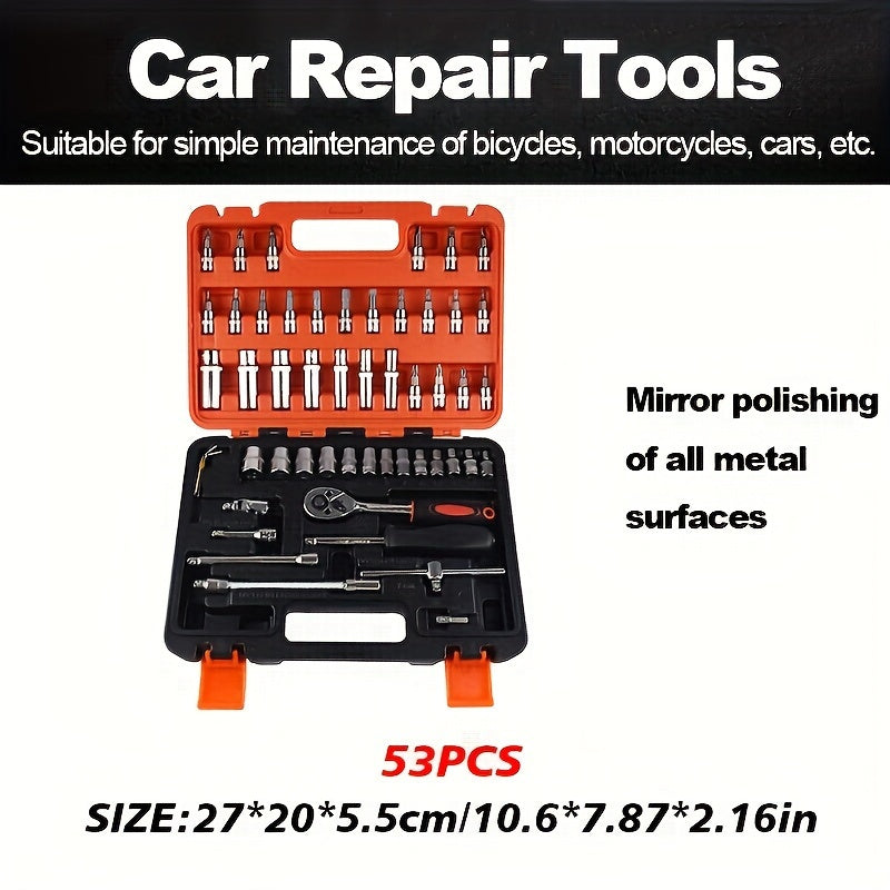 53/82/121/151pcs Heavy Duty Set with Ratchet, Extension Rods & Joints - Adjustable 6-Point Drive Kit Suitable for Automotive, Marine, Motorcycle Repair, Metric (8-22mm) & SAE (1/4"/1/2")