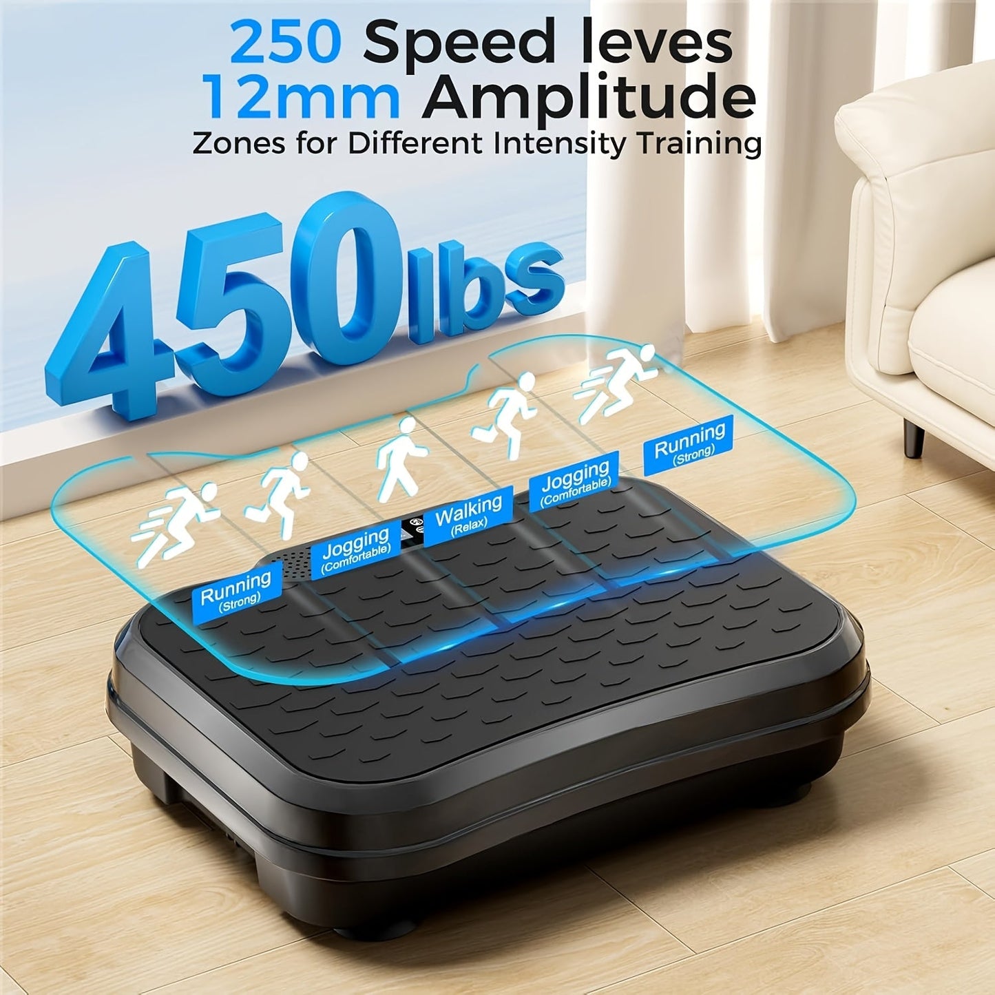 Vibration Platform Machine 2025 Upgraded – 450 LB Capacity Whole Body Vibration Trainer for Lymphatic Drainage, Blood Circulation, Weight Loss & Full Body Workout | Home Fitness Exercise Platform
