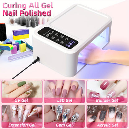 Dual Hand LED Nail Lamp – 2-in-1 Blue & Red Light Gel Curing Light with Removable Plate, 4 Timers & Auto Sensor | Professional Fast Nail Dryer for Both Hands, Home & Salon DIY Manicure