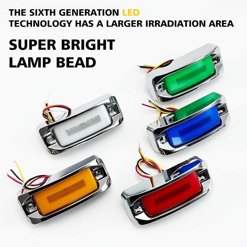 LED Car Side Marker Lights – Strobe Warning Flashing Signal Light for Truck Car Night Driving Safety, High/Low Brightness, 2pcs (Red/Yellow/Blue/Green/White)