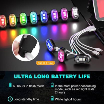 Wireless LED Strobe Warning Lights 6-Pack 8 Colors USB Charging IP65 Waterproof Anti-Collision Safety Light for Car Interior Truck Motorcycle Bicycle Drone – Remote Control Option Available
