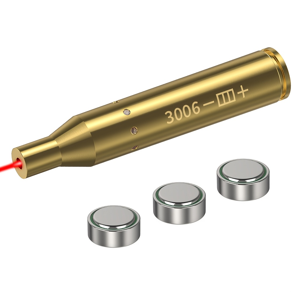Red Laser Bore Sighter Multi-Caliber Firearms Calibration Tool 9mm 45ACP 308Win 223Rem 12GA 7.62 38SPL 44Mag Battery Included for Shooting Range