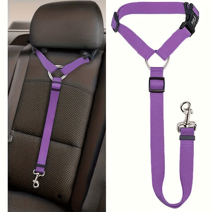 Dog Car Seat Belt Safety Harness 2 Pack Adjustable Universal Vehicle Tether with Quick-Release Buckle & Anti-Tangle Leash - Secure Pet Travel for All Cars SUV Trucks