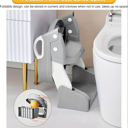 Potty Training Toilet Seat with Ladder – 2-in-1 Toddler Toilet Seat & Step Stool, Foldable Kids Potty Chair with Anti-Slip Pad, Splash Guard & Wide Double Pedal, for Boys & Girls