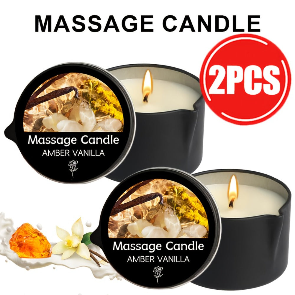 Massage Oil Candle 2-in-1 Soy Wax Scented Candle with Essential Oil — Moisturizing Warm Body Lotion for Spa Pedicure Relaxation Aromatherapy Gift for Women 2oz Multiple Scents