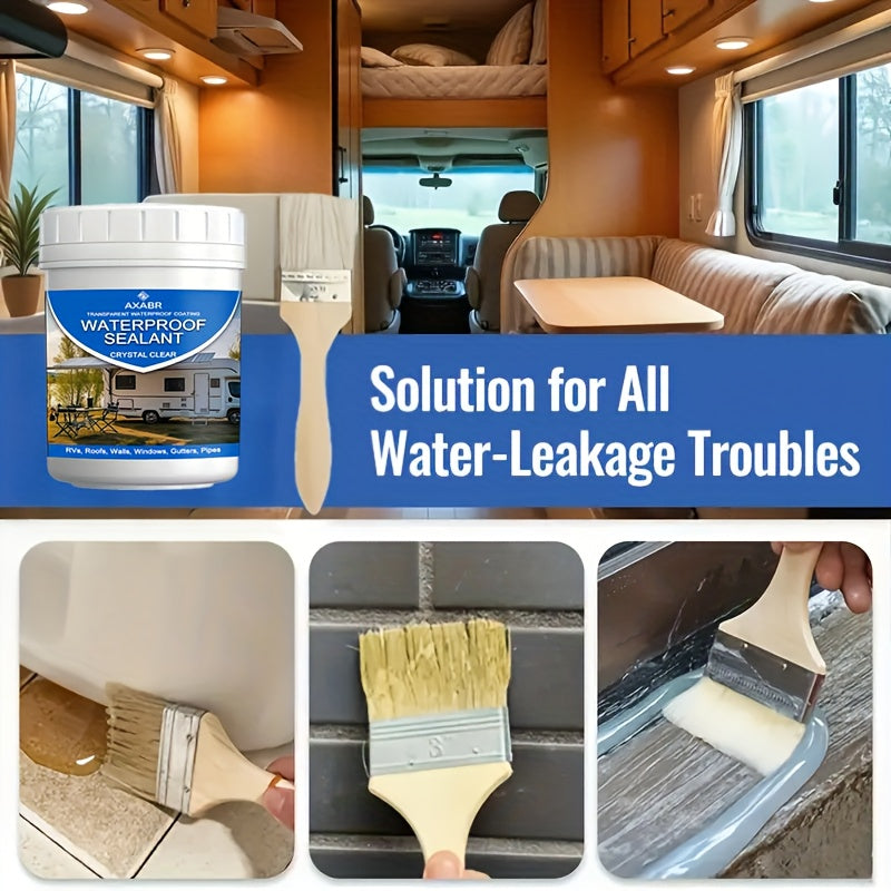 Fast-Drying Transparent Waterproof Sealant - Clear Leak Repair Glue Suitable for RV, Boat, Pipes, Walls, Roofs, Shingles, Tiles - Emergency Leak Fix, Multi-Surface Adhesive, Indoor/Outdoor Use, Quick-Dry Clear Sealant