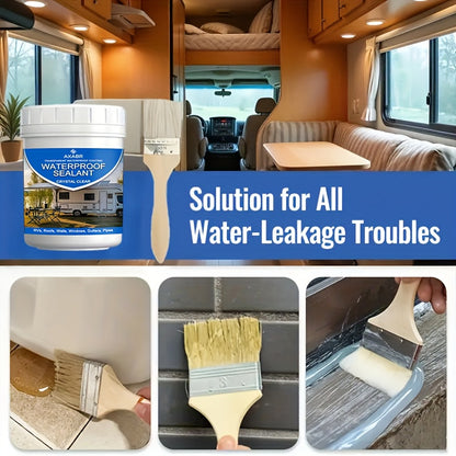 Fast-Drying Transparent Waterproof Sealant - Clear Leak Repair Glue Suitable for RV, Boat, Pipes, Walls, Roofs, Shingles, Tiles - Emergency Leak Fix, Multi-Surface Adhesive, Indoor/Outdoor Use, Quick-Dry Clear Sealant