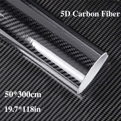 5D Carbon Fiber Vinyl Wrap 50cm x 300cm – Self-Adhesive Car Interior Decor Film, UV Protection, Scratch-Resistant, Dashboard Trim Sticker