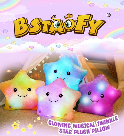 Light Up Musical Star Plush Toy with LED Glow & Soothing Music – Soft Stuffed Star Night Light for Kids Toddlers Nursery, Birthday Baby Shower Valentine Gift for Children Couples