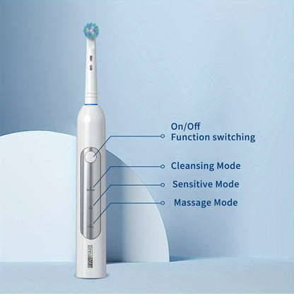 Electric Toothbrush with 3 Rotating Cleaning Modes - Induction Charging, 4 Replacement Brush Heads, Travel Case Included, Couples Toothbrush Set, Deep Plaque Removal, Holiday Gift, Black Purple Blue