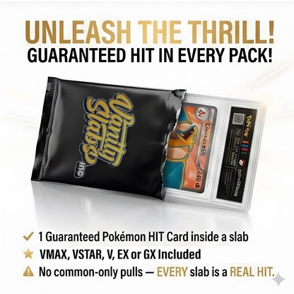 Pokemon Rare Card Slab Bundle – Ultra or Double Rare Pokémon Card Sealed in Vanity Slabs Display Case with 10 Bonus Holo Cards | EX V VMAX VSTAR Full Art | 1 or 2 Slabs | Gift for Collectors & Kids