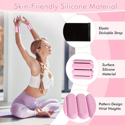 Silicone Wrist & Ankle Weights Bracelet 1LB Pair for Women Men – Adjustable Weighted Cuffs for Yoga, Running, Dance & Strength Training Workouts