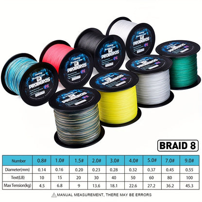 8-Strand Braided Fishing Line 1094 Yards – Zero Stretch, Abrasion Resistant Superline | 10LB–100LB | Gray, Green, Blue Camo, Green Camo