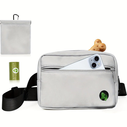 Dog Treat Pouch for Training - Waist Belt Bag with Poop Bag Dispenser, Detachable Treat Bag & Carabiner - Dog Walking Bag for Puppy Training Rewards, Fits Phone, Keys & Water Bottle