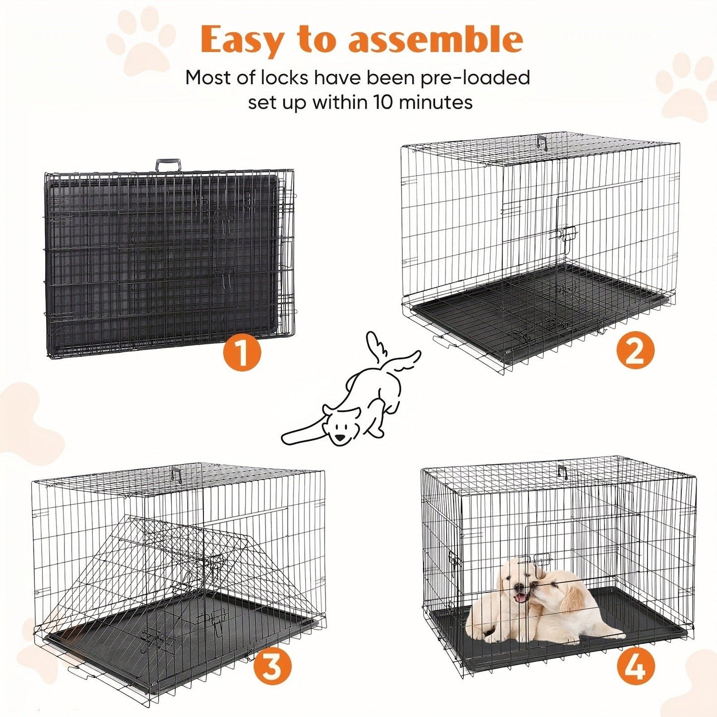 Folding Metal Dog Crate with Divider & Removable Tray – 36 Inch Portable Reinforced Kennel for Indoor & Outdoor Use
