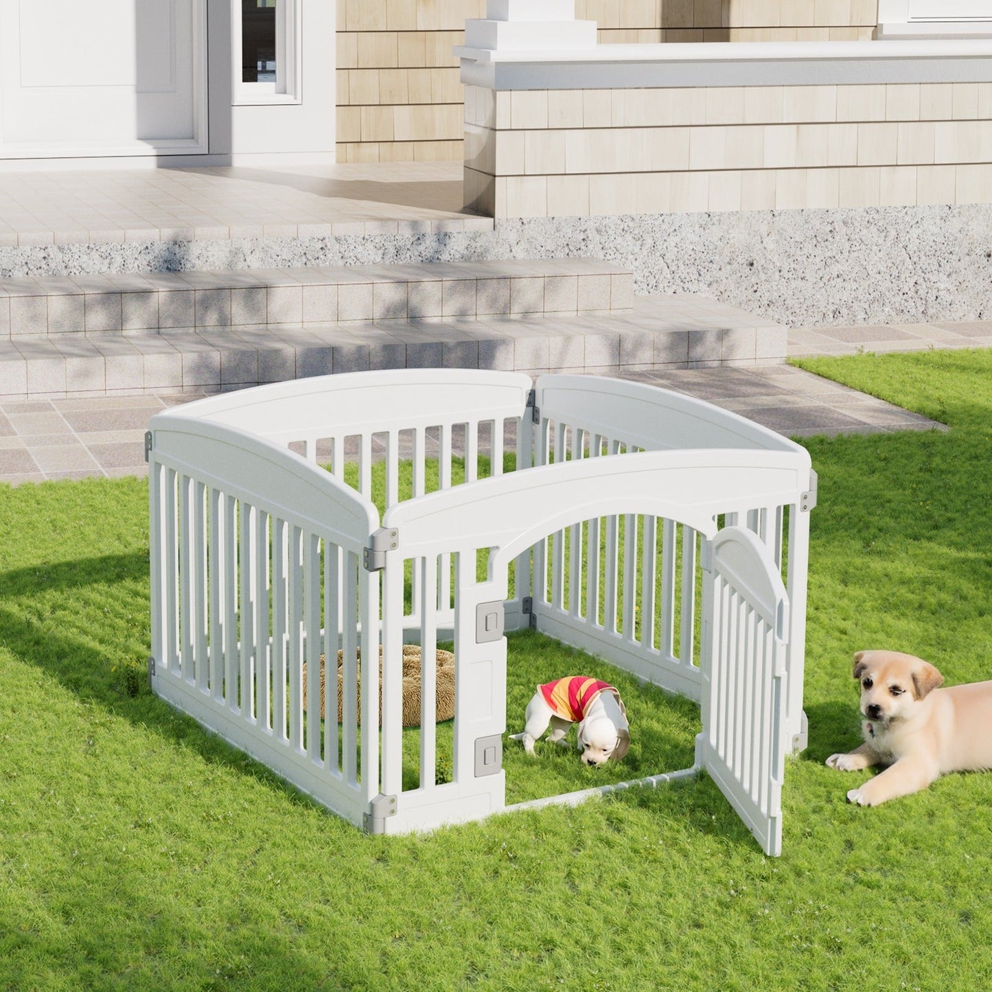 Foldable Dog Playpen & Indoor Outdoor Pet Fence – Portable, Easy to Clean, 4-Panel & 6-Panel, White & Black