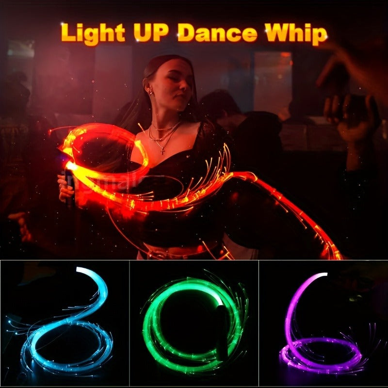 Rechargeable LED Fiber Optic Whip | 7-Color Glow Rave Dance Toy