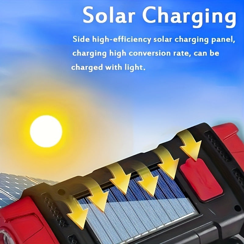 Rechargeable Solar Flashlight 2000 Lumen LED Torch with Power Bank USB-C Charging for Camping Hiking Outdoor Emergency