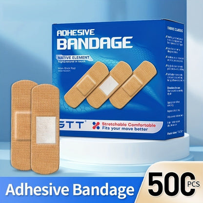 500pcs Adhesive Bandages Flexible Breathable Dark Brown Skin Tone – Bulk Wound Care Strips for Home First Aid, Finger Cuts, Skin Wrapping & Everyday Injuries, Discreet Natural Color