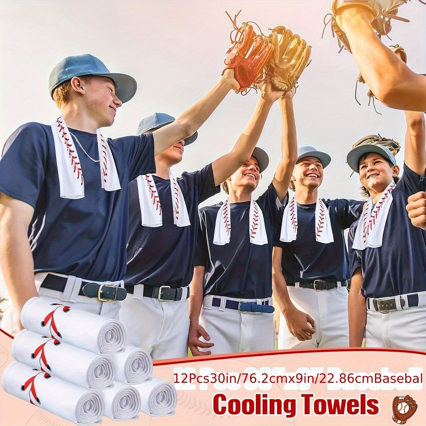12 Pack Sport Cooling Towel Set 30"x9" Microfiber Chilly Sweat Rags for Baseball Softball Soccer Golf Gym Running Coach Team Gift - Breathable Quick Dry Ice Cold Towels for Athletes Men Women Kids