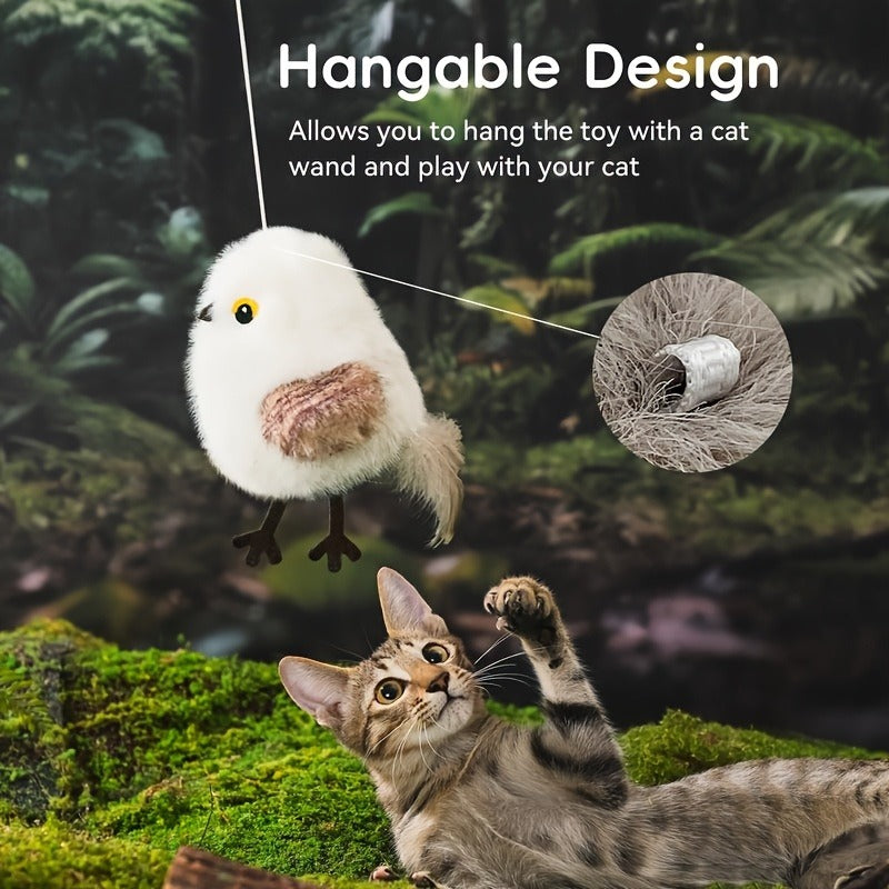 Flapping Bird Cat Toy with Realistic Chirping Sound - USB Rechargeable Interactive Plush Toy for Indoor Cats & Kittens, Smart Teaser for Exercise Enrichment & Boredom Relief