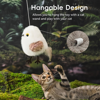 Flapping Bird Cat Toy with Realistic Chirping Sound - USB Rechargeable Interactive Plush Toy for Indoor Cats & Kittens, Smart Teaser for Exercise Enrichment & Boredom Relief