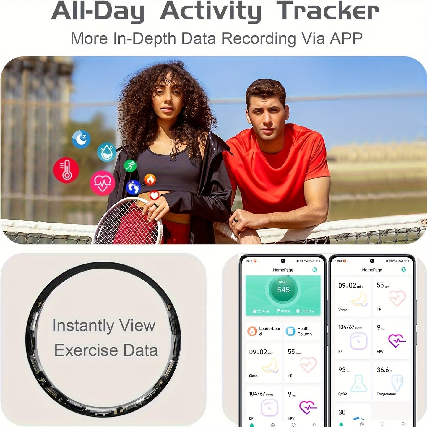 Health Tracking Smart Ring – HRV, Sleep & Activity Monitor