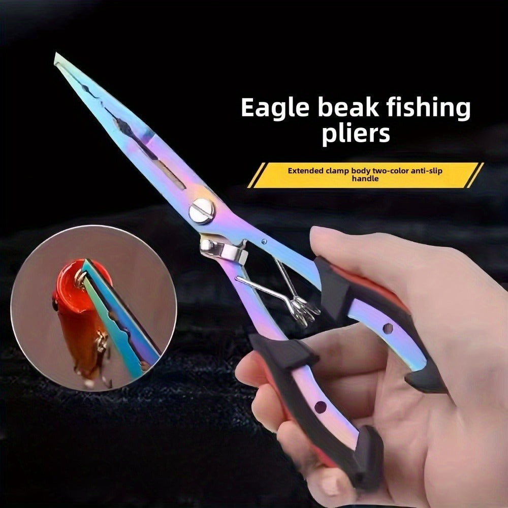 Fishing Pliers & Fish Gripper Set – Stainless Steel Hook Remover, Eagle-Beak Scissors, Line Retriever & Storage Bag