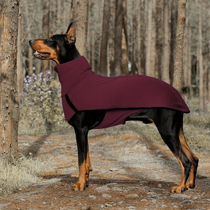 High Neck Dog Coat Warm Pullover – Solid Color Woven Polyester Pet Jacket, Machine Washable, All-Season Fall & Winter Dog Apparel for Small Medium Large Breeds, Colors: Burgundy, Navy, Green, Sizes XL–4XL