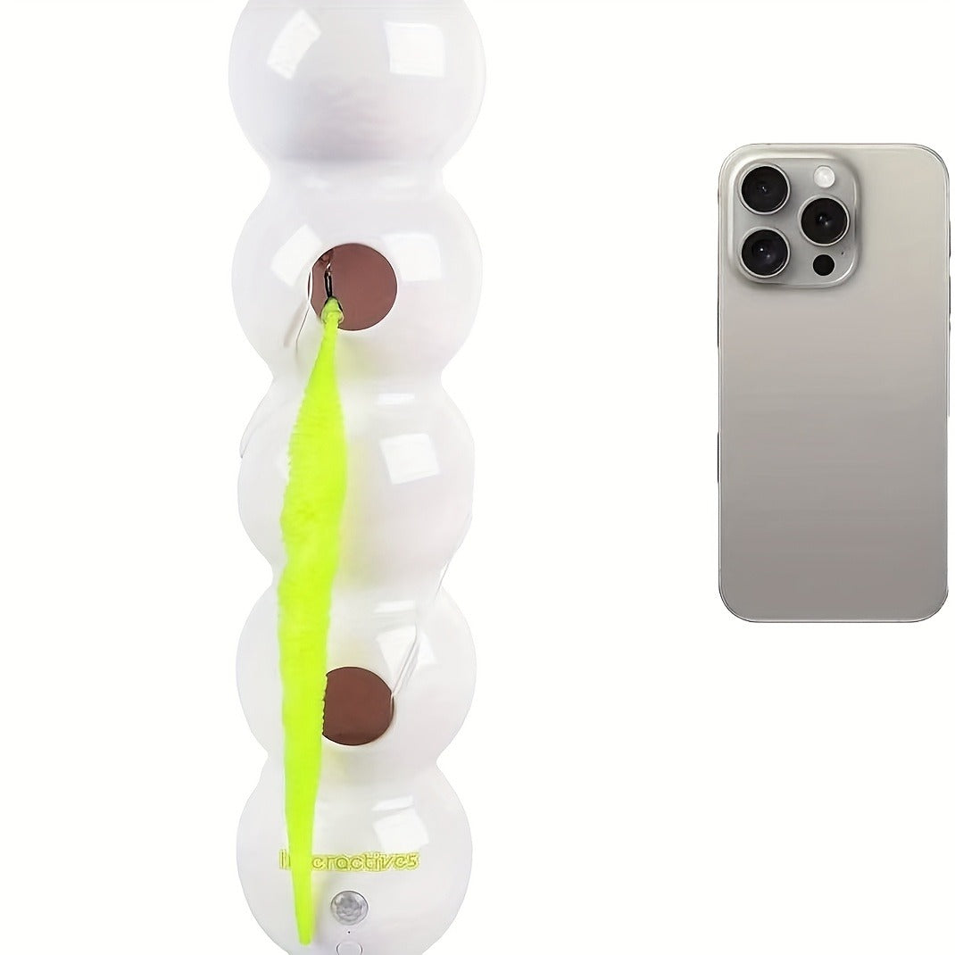 Automatic Caterpillar Cat Toy Interactive Electric Teaser for Indoor Cats - Self-Moving Worm Chasing Toy Stimulates Hunting Instincts Keeps Cats Active & Entertained