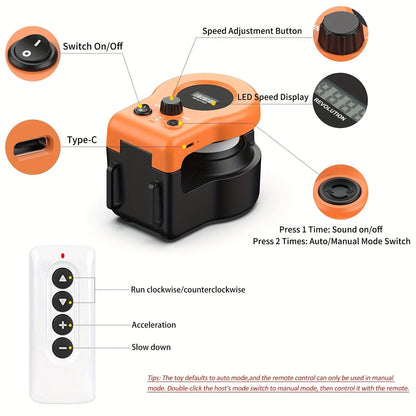Interactive Cat Toy Auto & Remote Control - Electric Feather Mouse Lure Coursing Machine with DIY Track, Mouse Sounds, Auto Timer, Boredom Buster for Indoor Cats Kittens, 2 Speed Modes