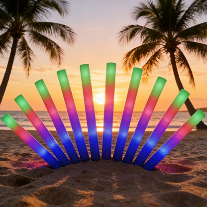 Foam Glow Sticks 100 Pack – Multicolor LED Flashing Light Sticks for Party Decoration, Christmas, Halloween, New Year, Weddings, Birthday, Concerts, Festivals, Nightclubs, Carnival & Outdoor Camping
