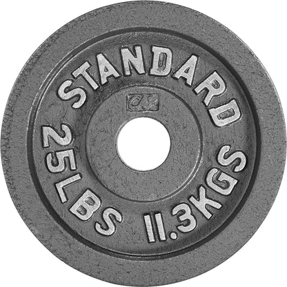 Cast Iron Weight Plates 2-Inch Standard Barbell Plates Solid Iron Gym Weights for Strength Training Weightlifting Bodybuilding Powerlifting Home Gym Multiple Sizes 2.5LB to 100LB
