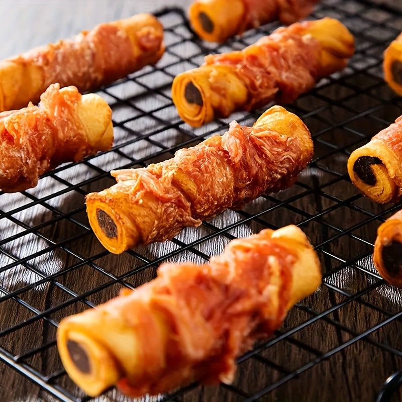 Dog Chew Treats Chicken & Duck Wrapped Cowhide Sticks – High Protein Beef Skin Stuffed Snacks, Long-Lasting, Easy to Digest, Training Reward for Dogs, 5.29oz (Chicken or Duck Flavor)