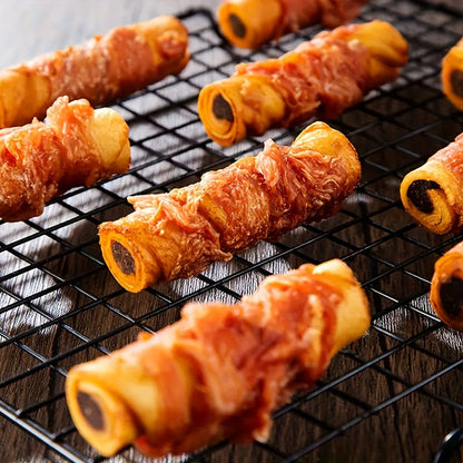 Dog Chew Treats Chicken & Duck Wrapped Cowhide Sticks – High Protein Beef Skin Stuffed Snacks, Long-Lasting, Easy to Digest, Training Reward for Dogs, 5.29oz (Chicken or Duck Flavor)