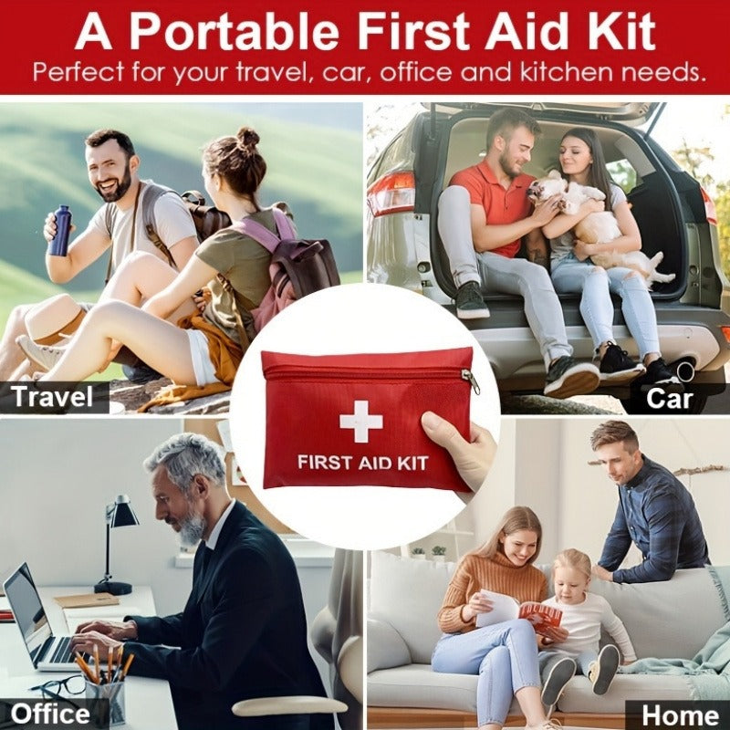 First Aid Bag 16-Pack – Empty Water-Resistant Nylon Pouch with Full-Open Zipper & Cross Symbol, Lightweight Portable Medical Bag for Home, Car, Office, Camping & Hiking (20x14cm / 7.9x5.5in)