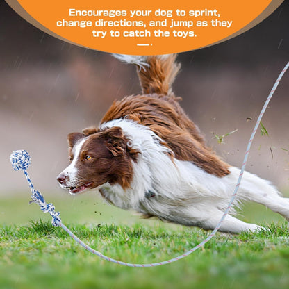 Dog Flirt Pole Telescopic - Extendable Flirt Stick with 3 Detachable Toys & Nylon Rope, Aluminum Alloy Dog Chase Toy for Small Medium Large Dogs, Agility Training Exercise & Interactive Play Tool