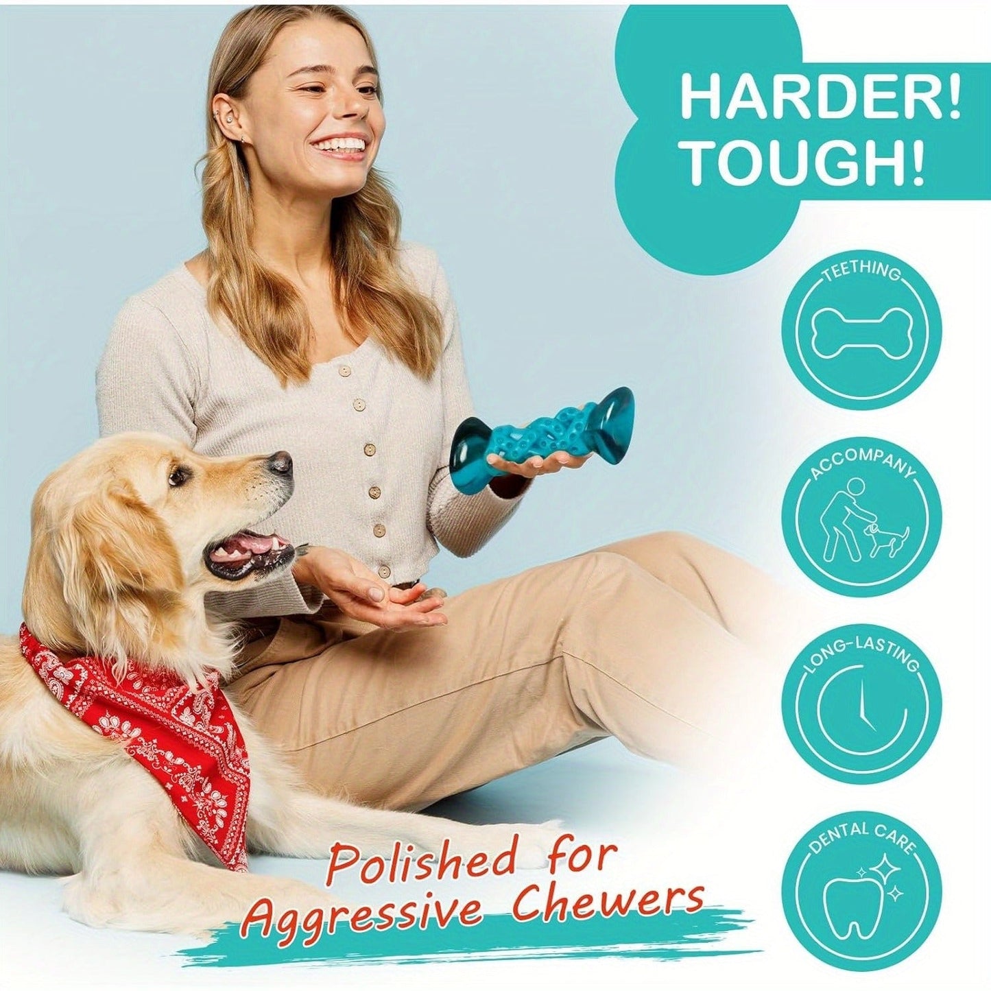 Indestructible Dog Chew Toy Nylon Bone for Aggressive Chewers - Tough Durable Dog Bone for Super Chewers, Long Lasting Chew Toys for Medium Large Breed Dogs, Teeth Cleaning & Boredom Relief