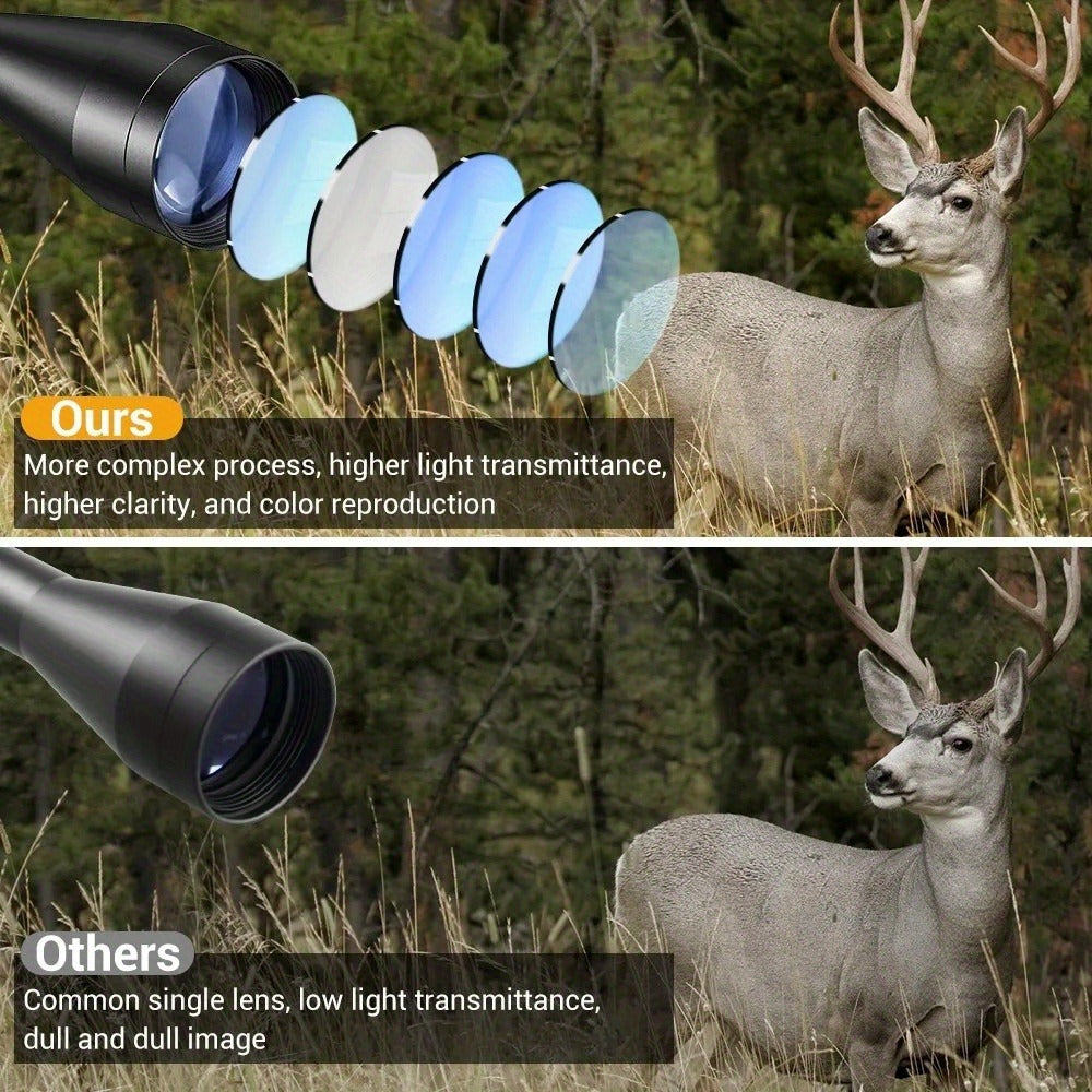 Waterproof Riflescope 3-9x40 with Red Green Illuminated Reticle & Reinforced Aluminum Alloy Body, Four-Hole Picatinny Mount Adjustable Tactical Optical Scope for Hunting Shooting Outdoor Use