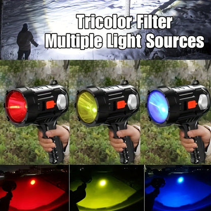 Portable LED Flashlight 2000 Lumen Solar Rechargeable Power Bank USB-C for Camping Hiking Outdoor Emergency