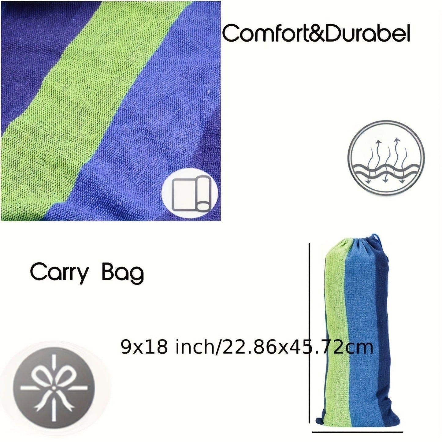 Nylon Hammock Heavy Duty Curved 110 x 59 Inch 100% Woven Nylon Anti-Tip Design Large Double Hammock for Indoor Outdoor Backyard Patio Camping Red Blue