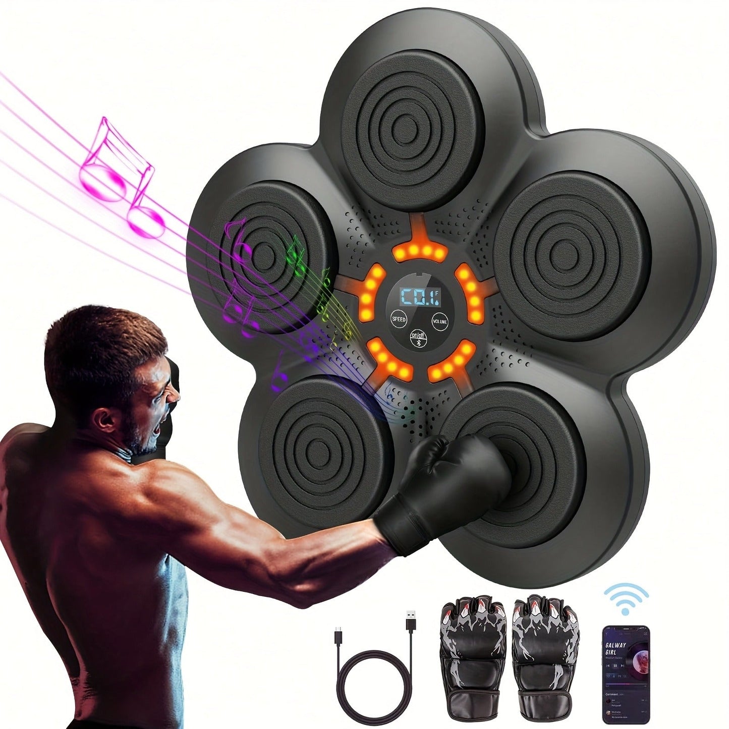 Wall Mounted Smart Boxing Machine Wireless Music Punching Trainer