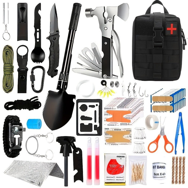 Survival Kit 160-in-1 Professional Emergency Gear with MOLLE Tactical Bag for Camping Hiking Hunting Outdoor Adventure Men