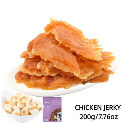 Chicken Jerky Treats for Dogs and Cats – High Protein Chicken Breast Slices, Grain-Free Dental Chews & Training Rewards for Puppies Kittens Adult Dogs Cats, Healthy Natural Pet Snacks