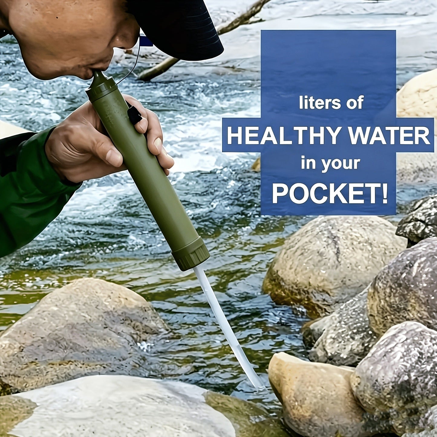 Portable Water Filter Straw for Camping, Hiking & Backpacking – 0.2 Micron Filtration, Filters Up to 10000 Gallons, BPA-Free Survival Water Purifier