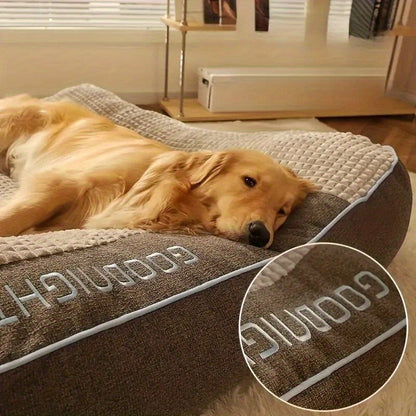 Thickened Dog Bed for Winter Warmth - Soft Polyester Fiber Fill, Collapse-Resistant, Machine Washable Cat & Dog Bed for Large Breeds, Includes Pet Scratching Tool, 4 Sizes
